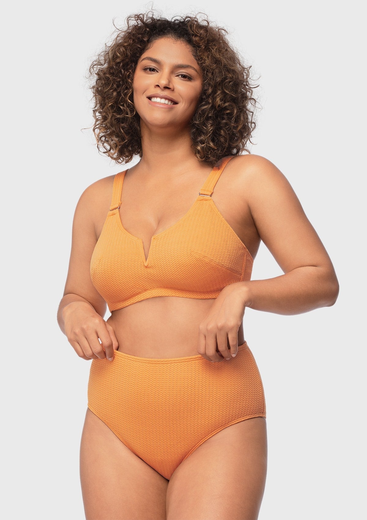 V-wire Plunge Textured Two-piece Bikini Set