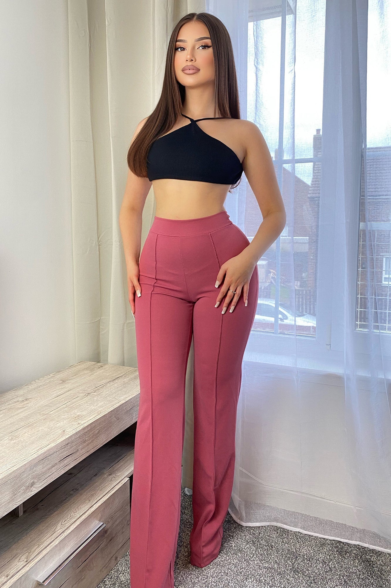 Victoria High Waisted Dress Pants - Mauve