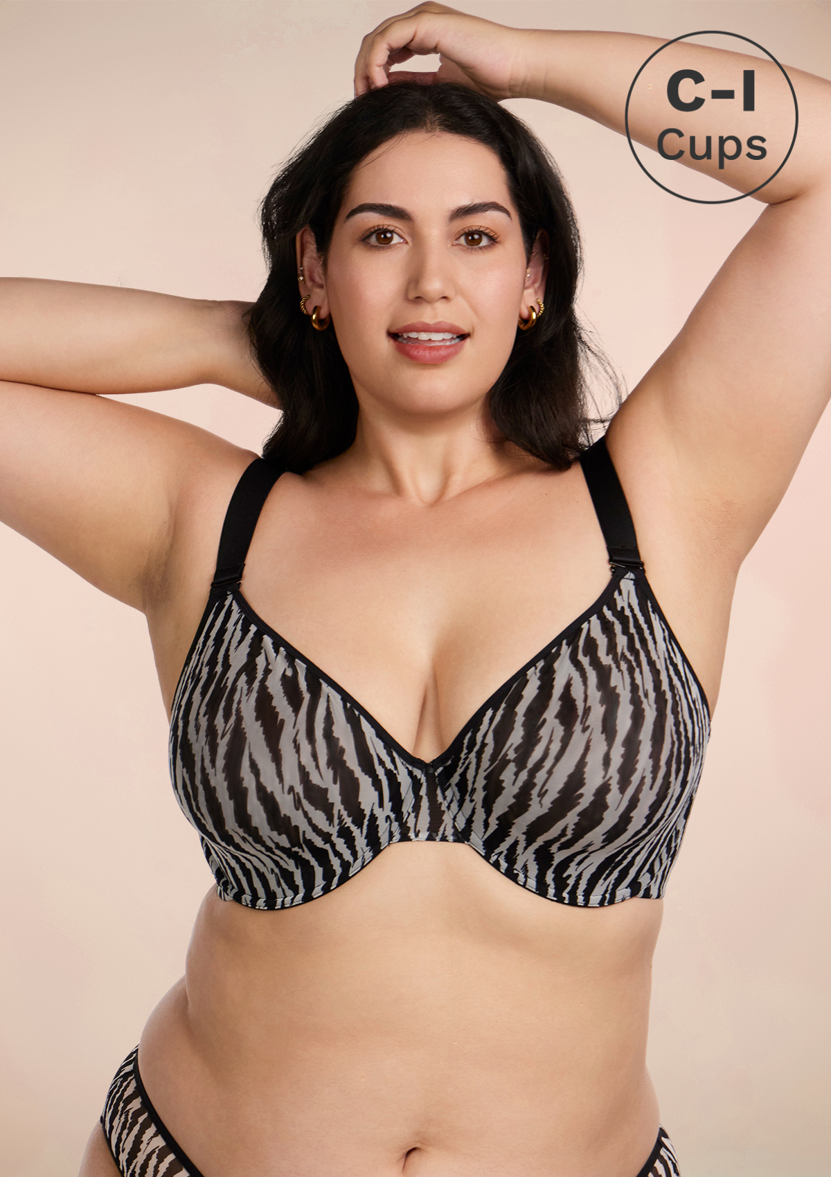 Zebra Wild Black Unlined Underwire Mesh Bra