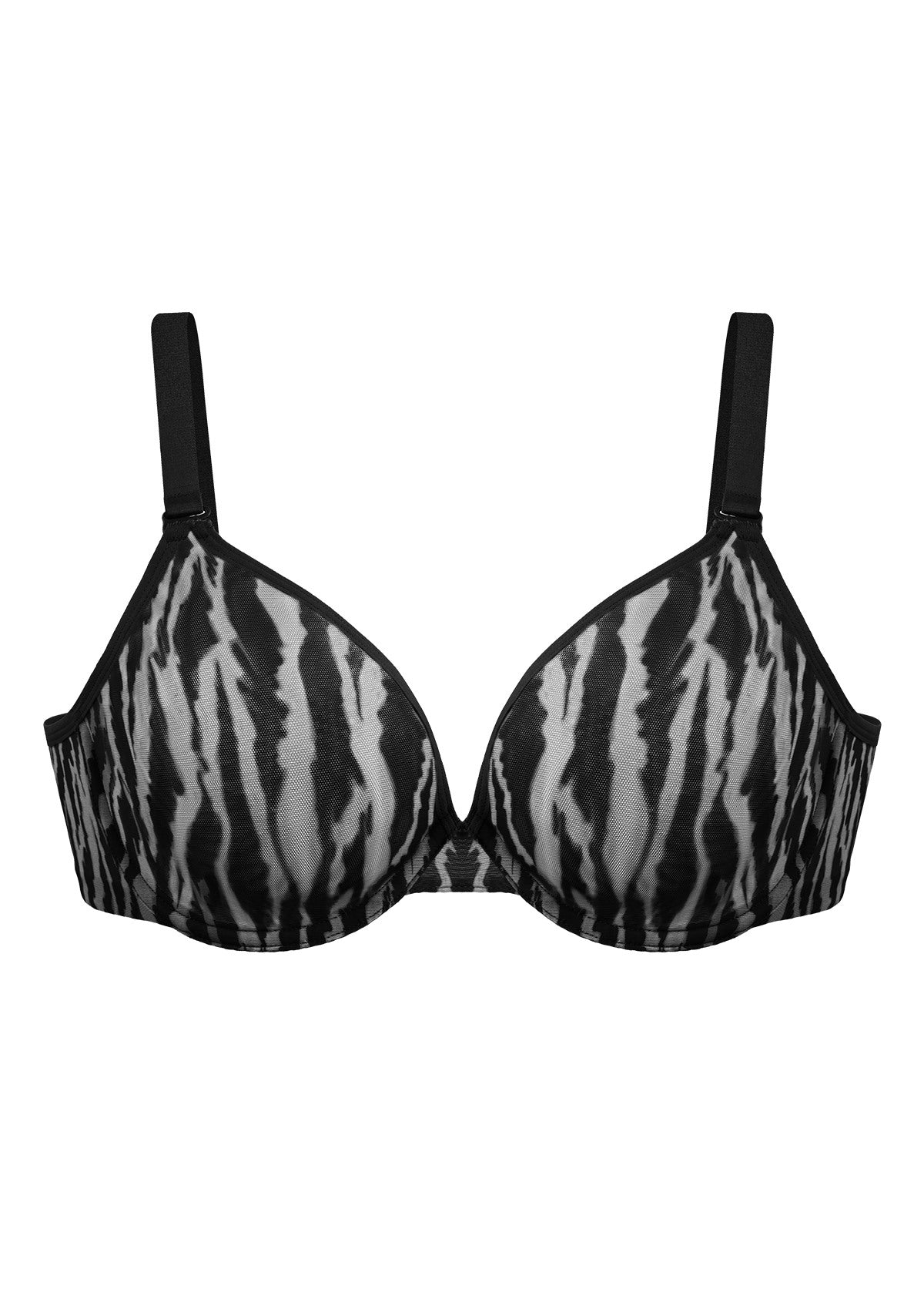 Zebra Wild Black Unlined Underwire Mesh Bra Set