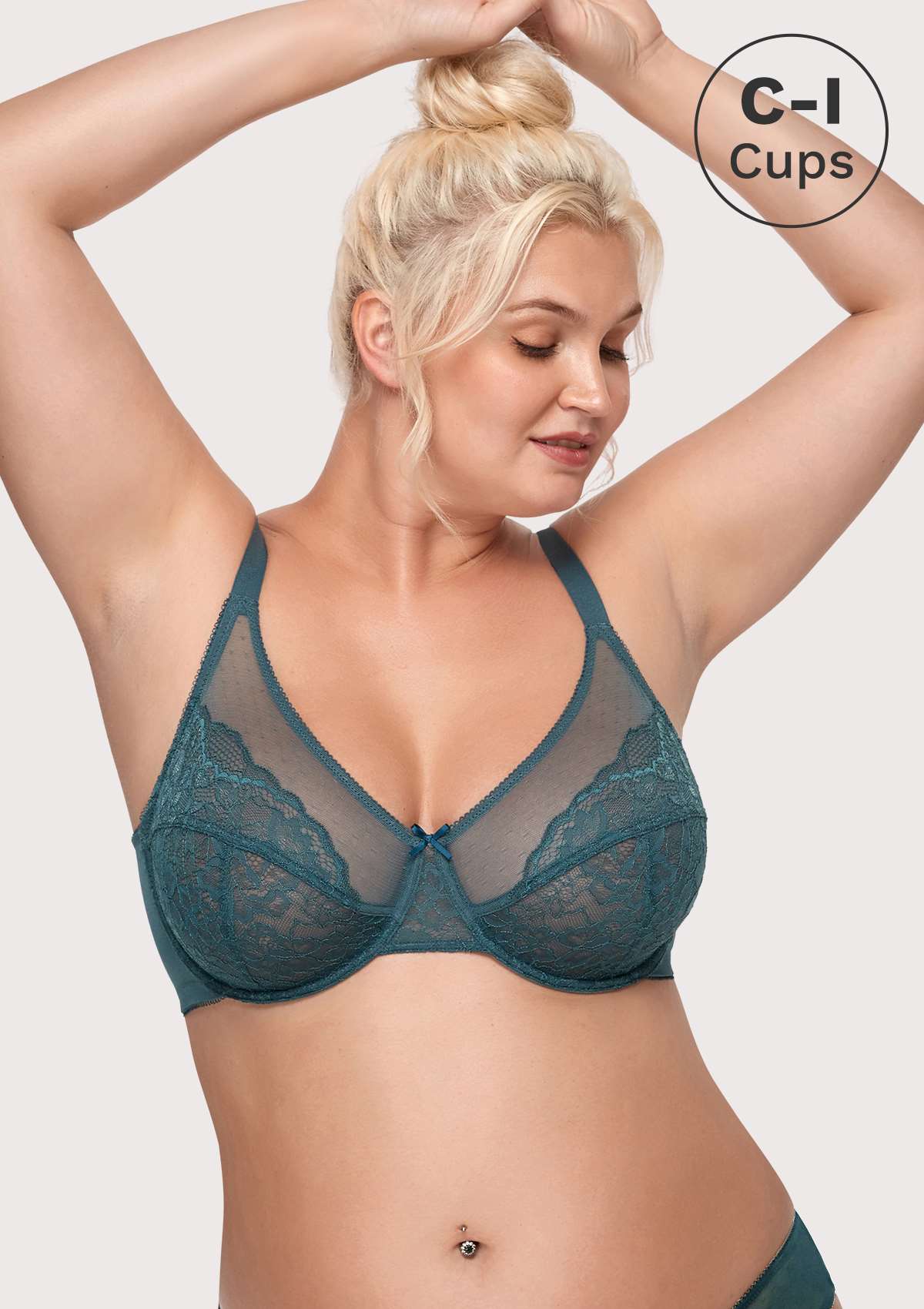 Enchante Lace Blue Unlined Underwire Bra