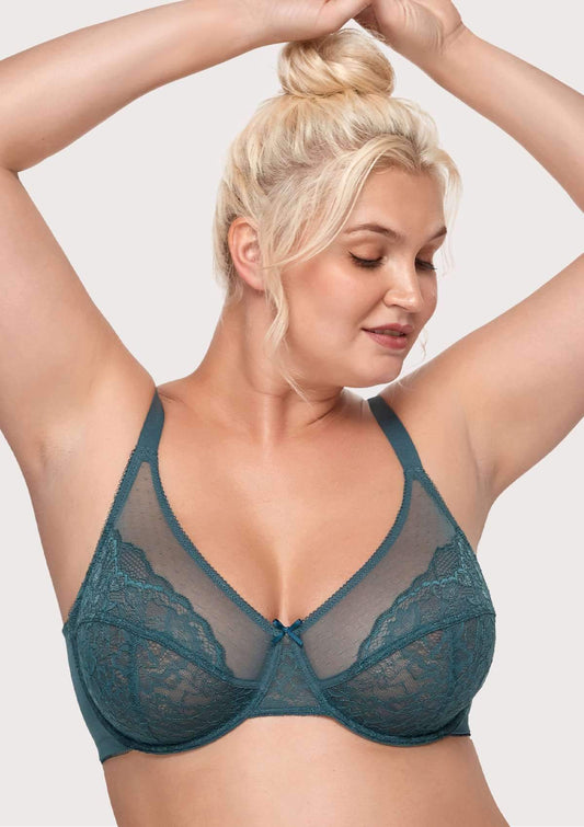 Enchante Balsam Blue Lace Underwire Bra Set