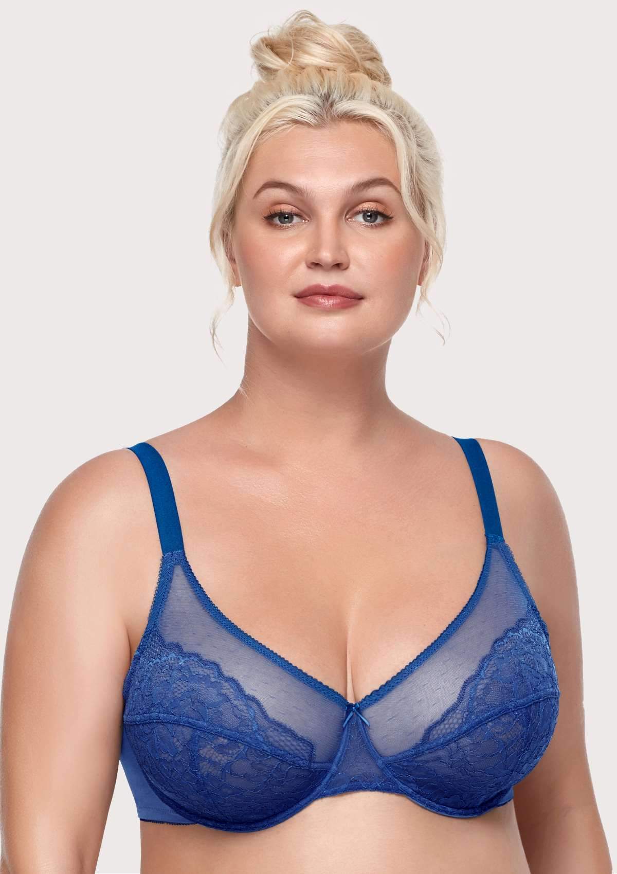 Enchante Lace Blue Unlined Underwire Bra