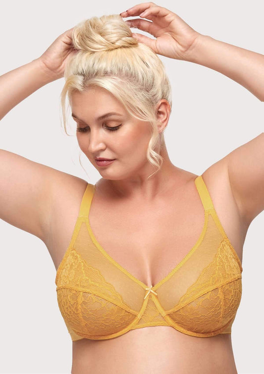 HSIA Petal Vine Yellow Lace Underwire Bra, 34C-DD, 36C