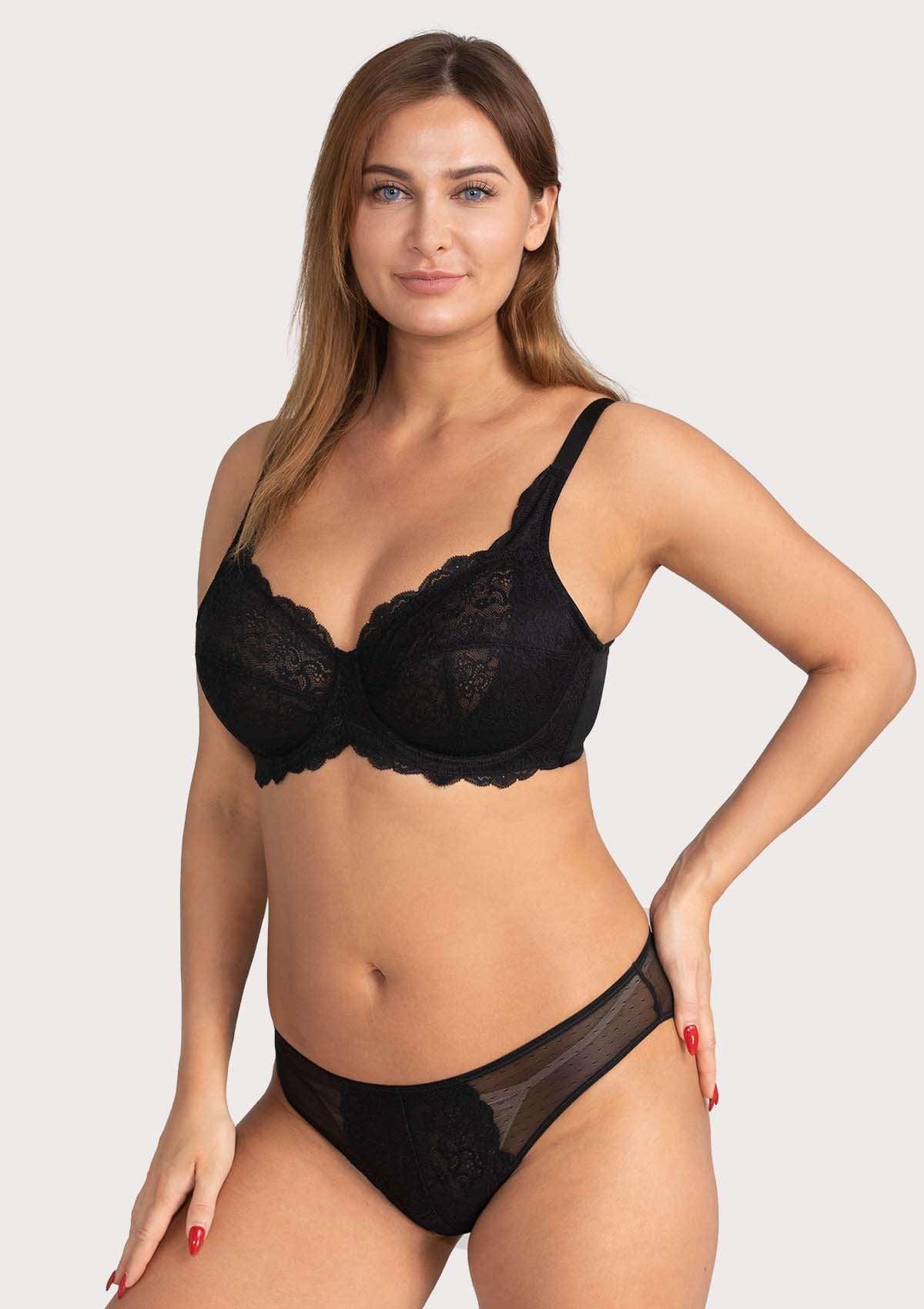 HSIA Black All-Over Floral Lace Bra