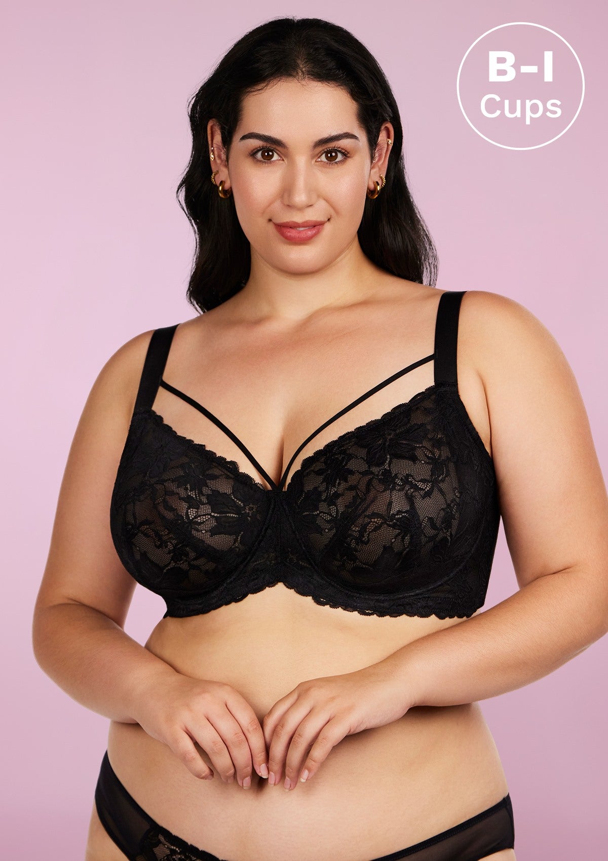 Pretty In Petals Black Unlined Strappy Lace Bra Set