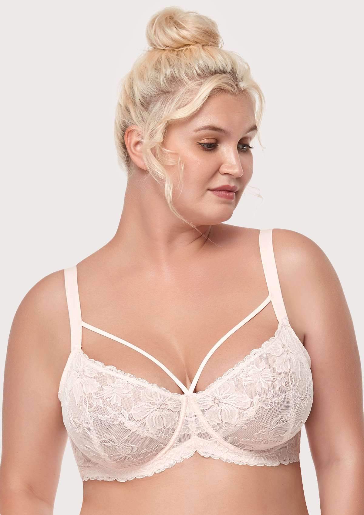 Pretty In Petals Pink Unlined Strappy Lace Bra