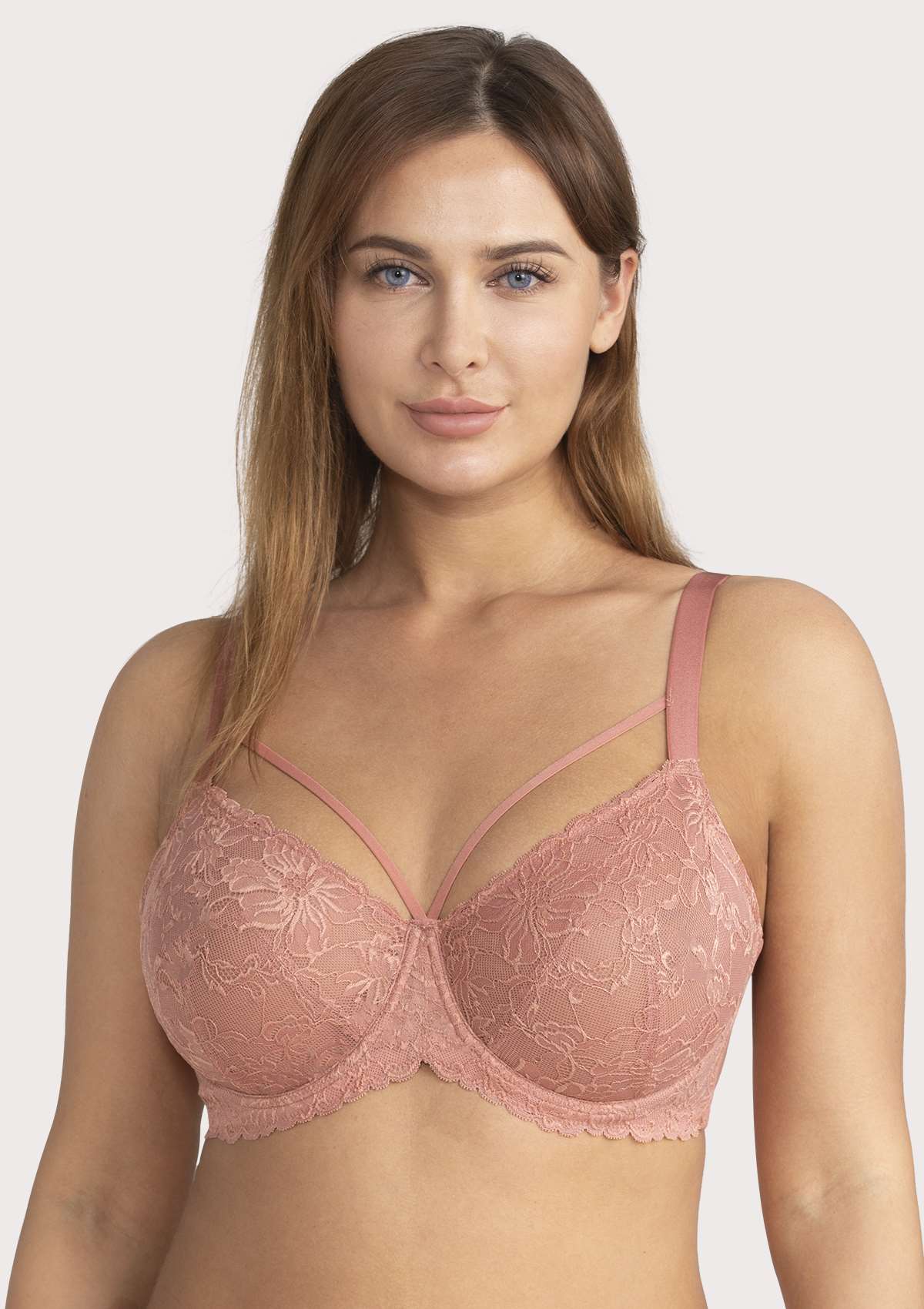 Pretty In Petals Pink Unlined Strappy Lace Bra