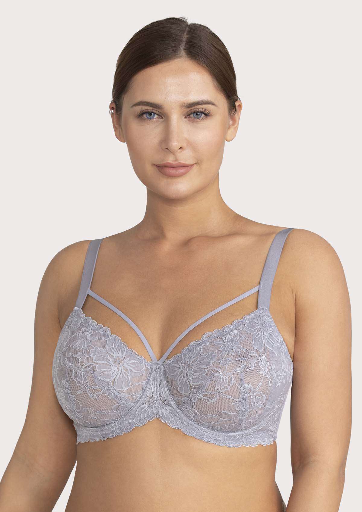 Pretty In Petals Purple Unlined Strappy Lace Underwire Bra