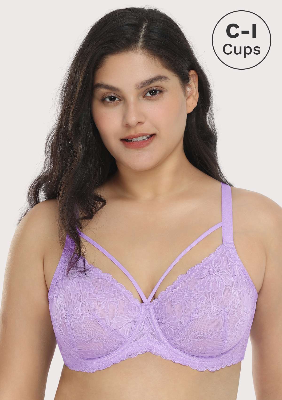 Pretty In Petals Purple Unlined Strappy Lace Underwire Bra Set