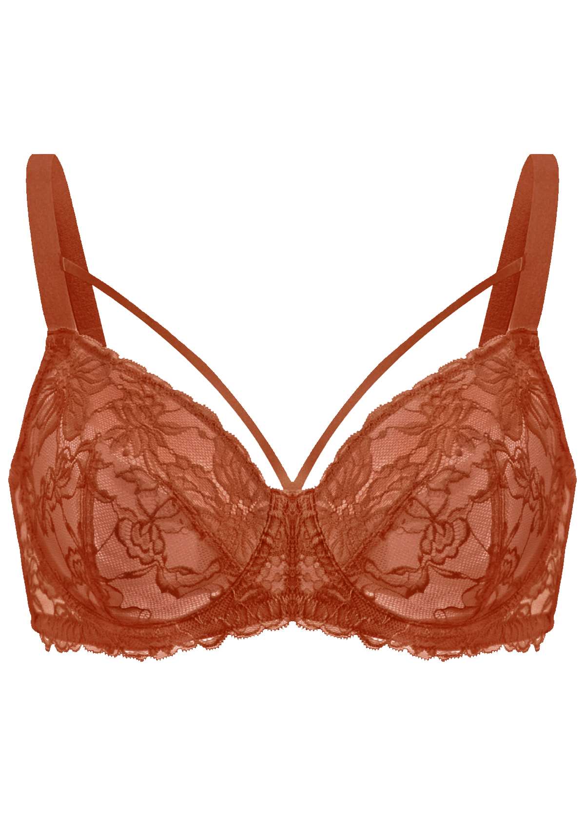 Pretty In Petals Red Unlined Strappy Lace Bra