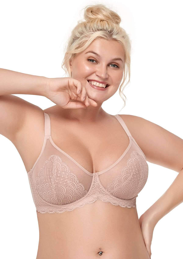 Mermaid Scales Lace Beige Unlined Underwire Bra