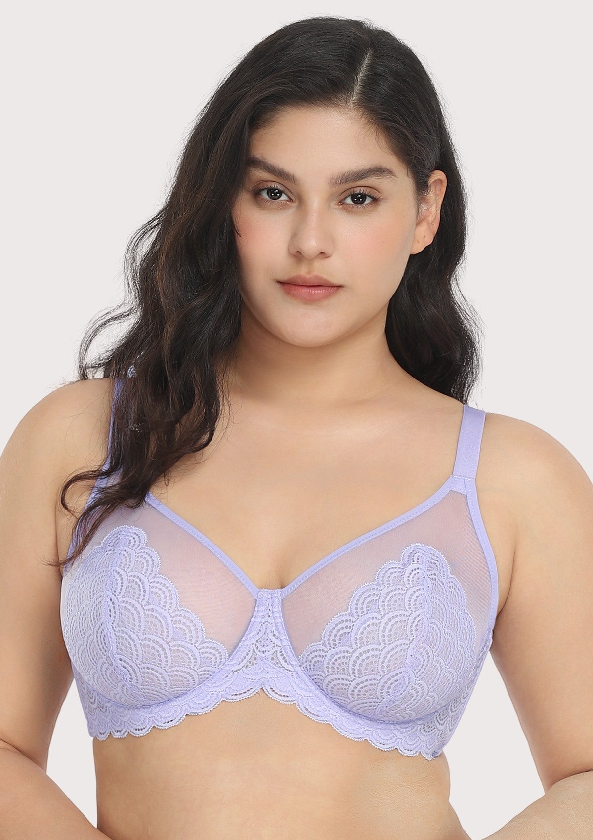 Mermaid Scales Lace Purple Unlined Bra