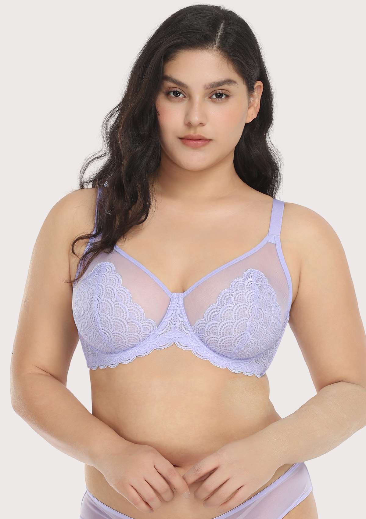 Mermaid Scales Lace Purple Unlined Bra