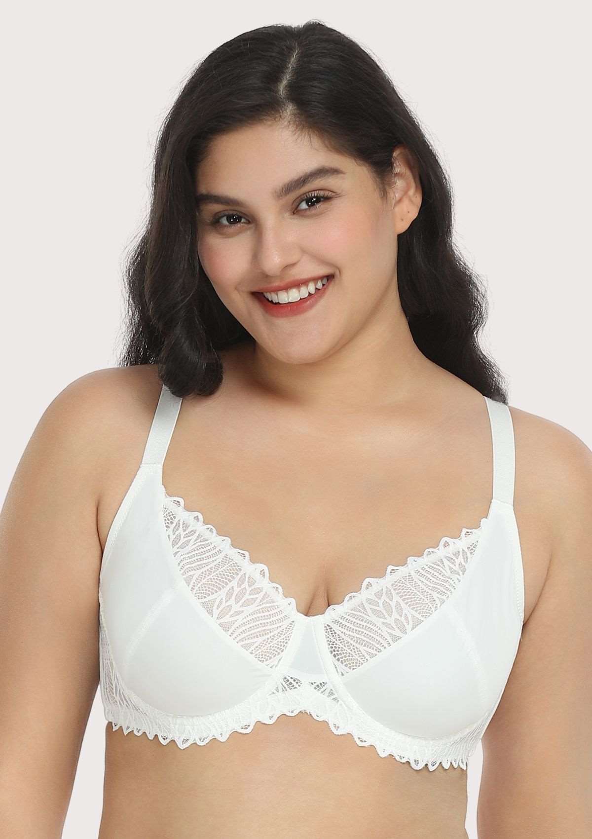 Pretty Secrets White Lace Trim Full Coverage Underwire Bra Set