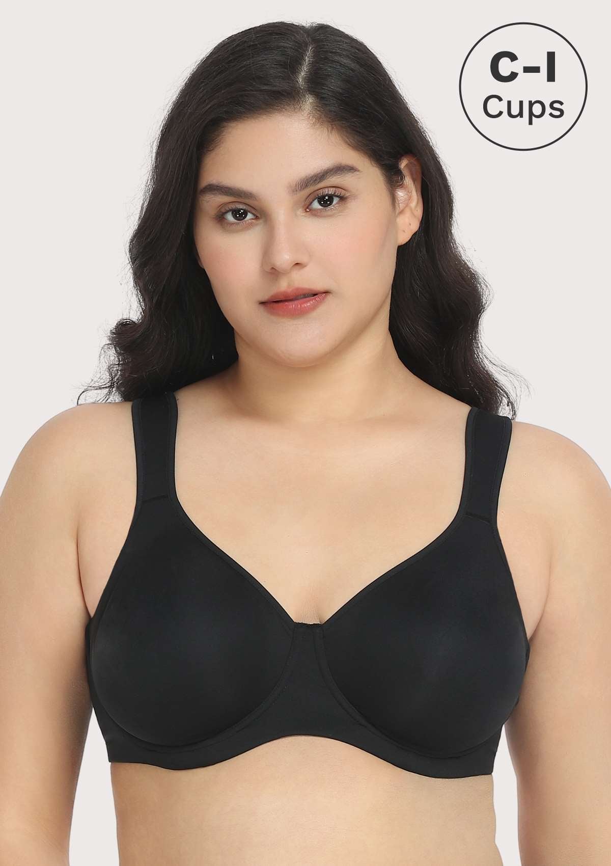 Joan Ultimate Soft Black T-shirt Unlined Minimizer Bra Set