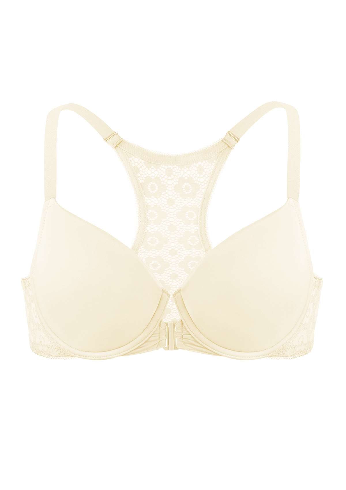 Serena Front-Close Lace-Back Racerback Underwire Bra