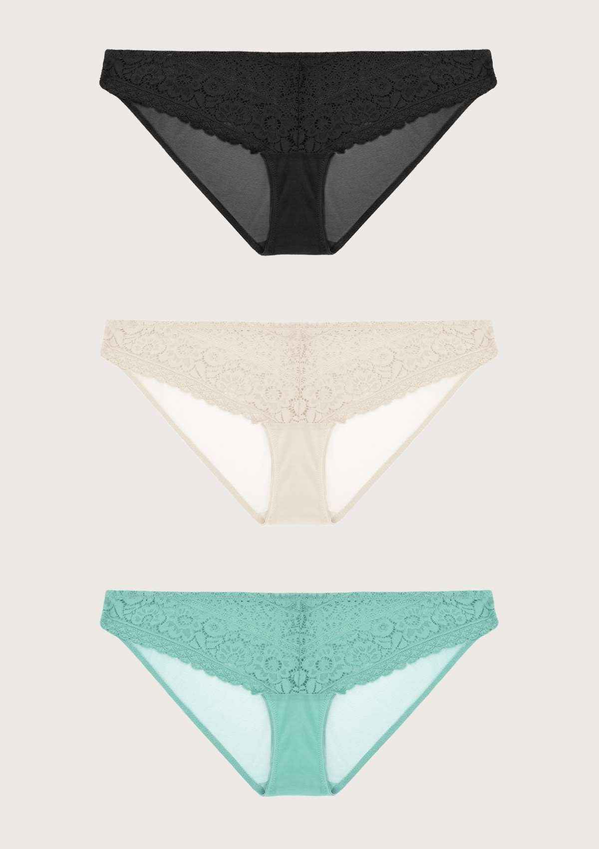 HSIA Leaf Flower Lace Bikini Panties 3 Pack