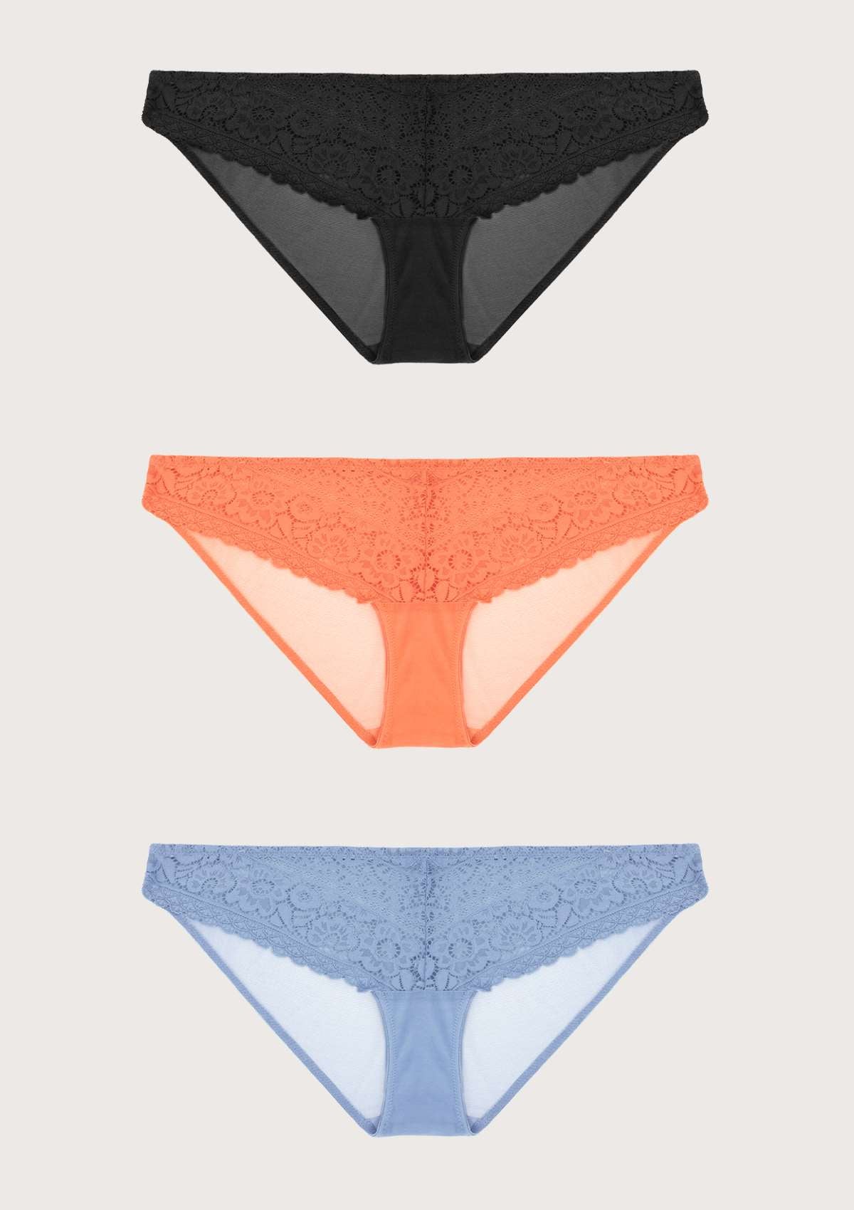 HSIA Leaf Flower Lace Bikini Panties 3 Pack