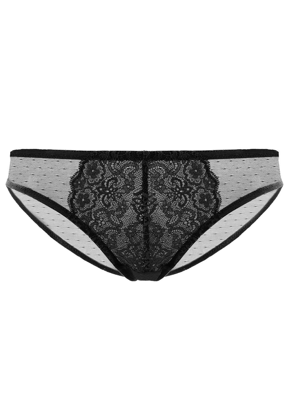 Nymphaea Front Floral Black Lace Bikini Underwear