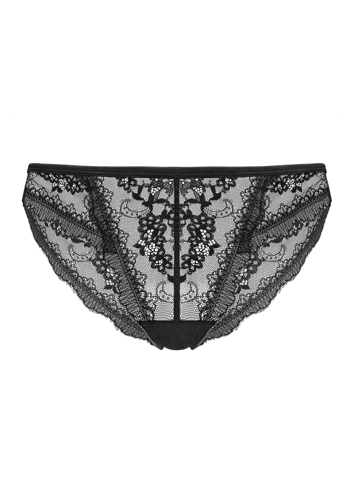 HSIA Floral Bridal Lace Back Black Bikini Underwear