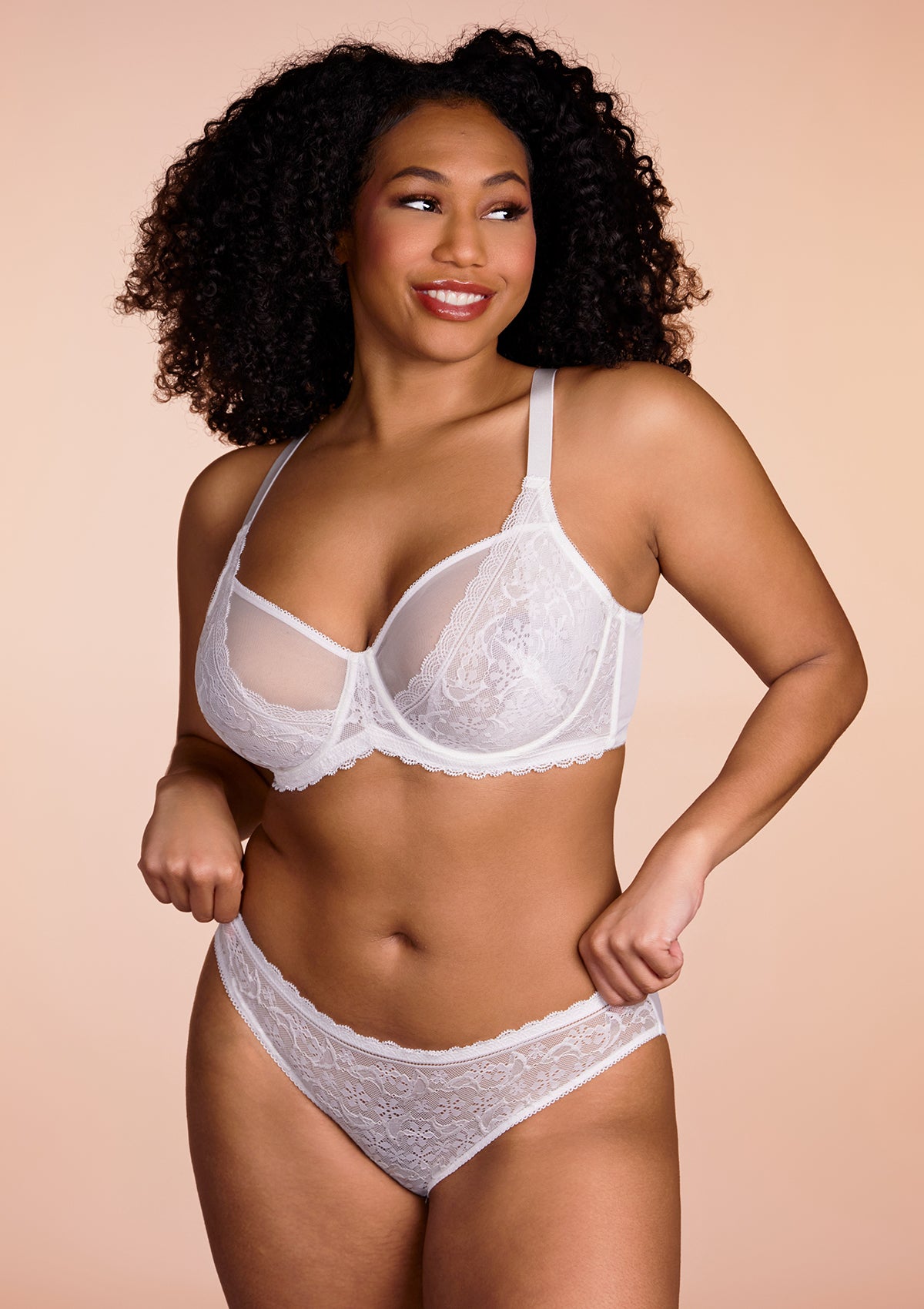 Anemone Unlined White Dolphin Lace Underwire Bra Set