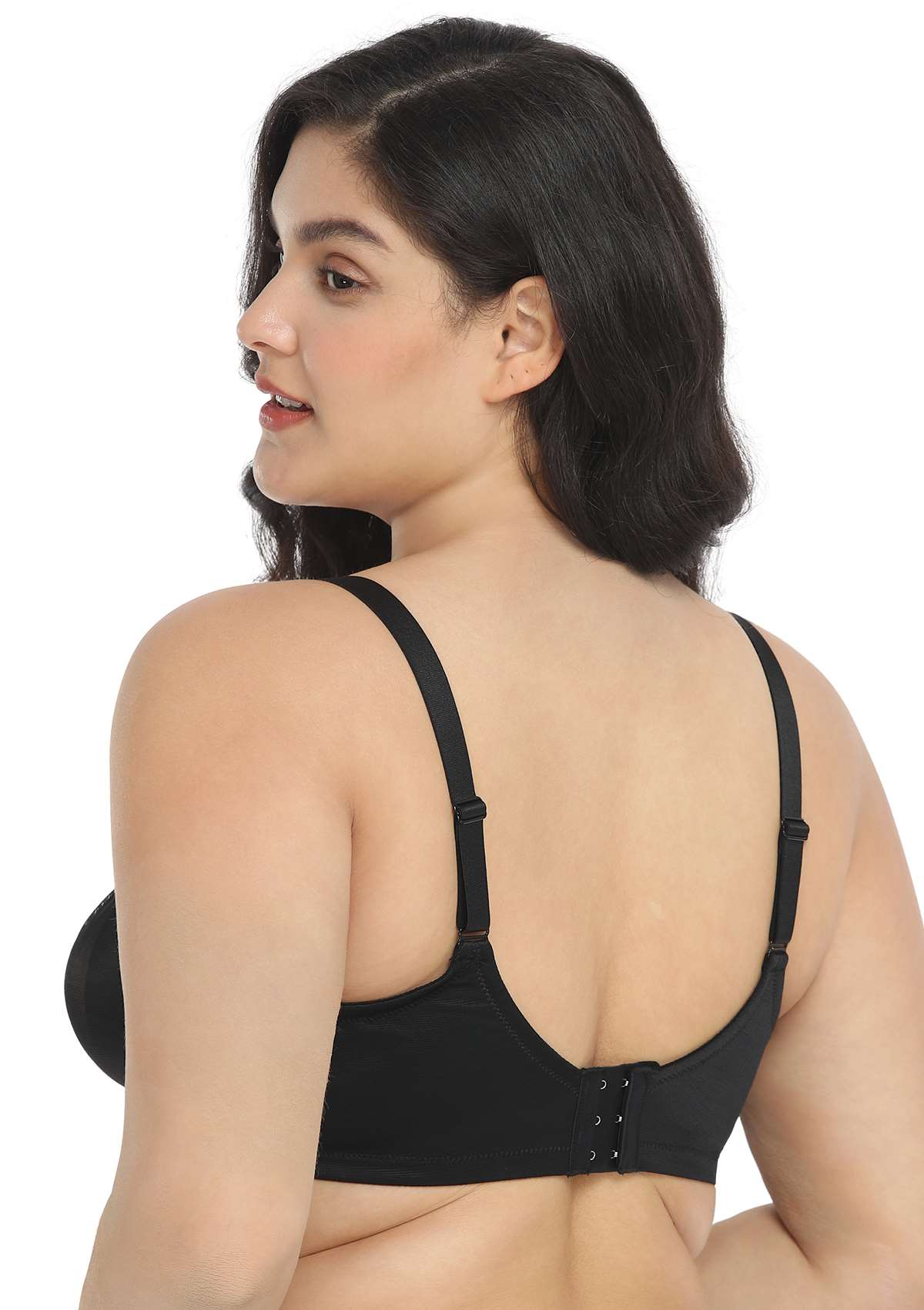 Billie Cross Front Strap Black Smooth Sheer Mesh Underwire Bra Set