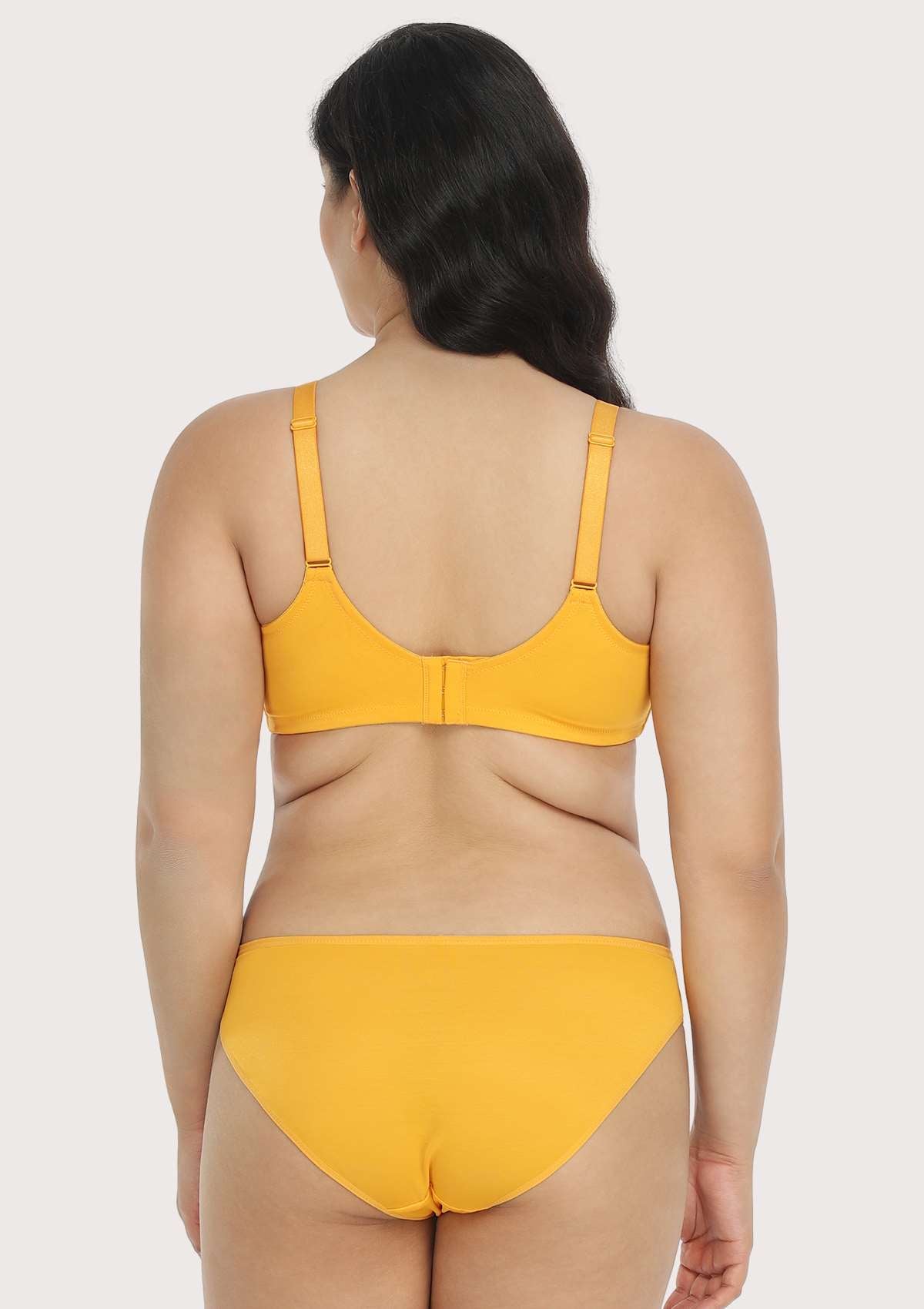 Billie Cross Front Strap Yellow Smooth Sheer Mesh Underwire Bra Set