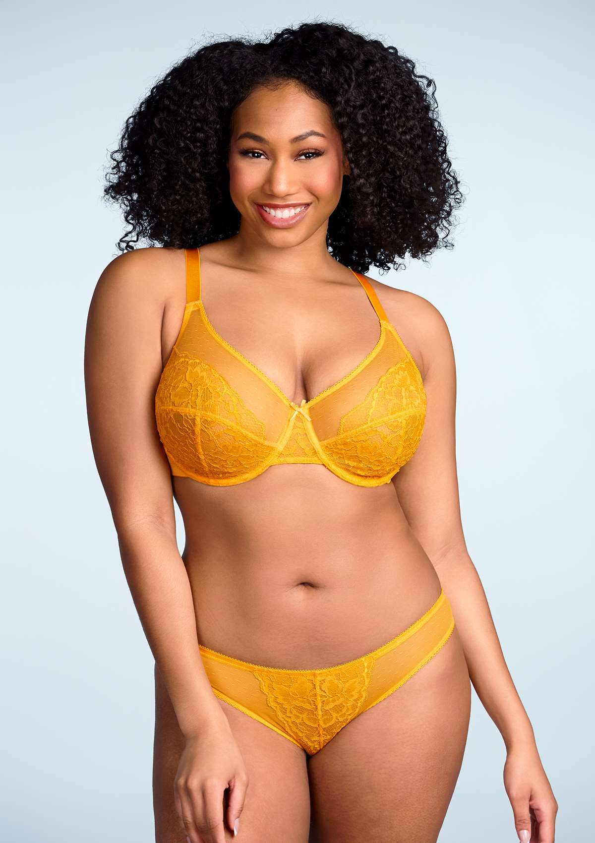 Enchante Cadmium Yellow Lace Underwire Bra Set