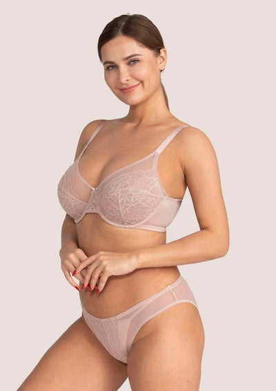 Enchante Dark Pink Lace Underwire Bra Set