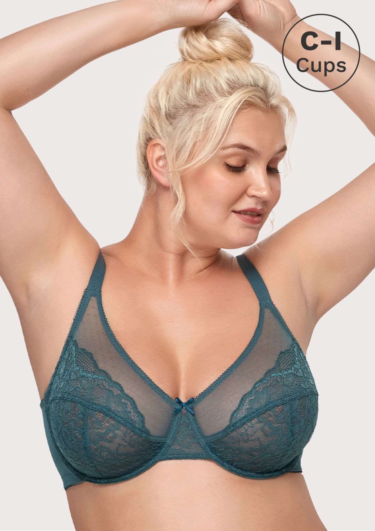 Enchante Lace Blue Unlined Underwire Bra