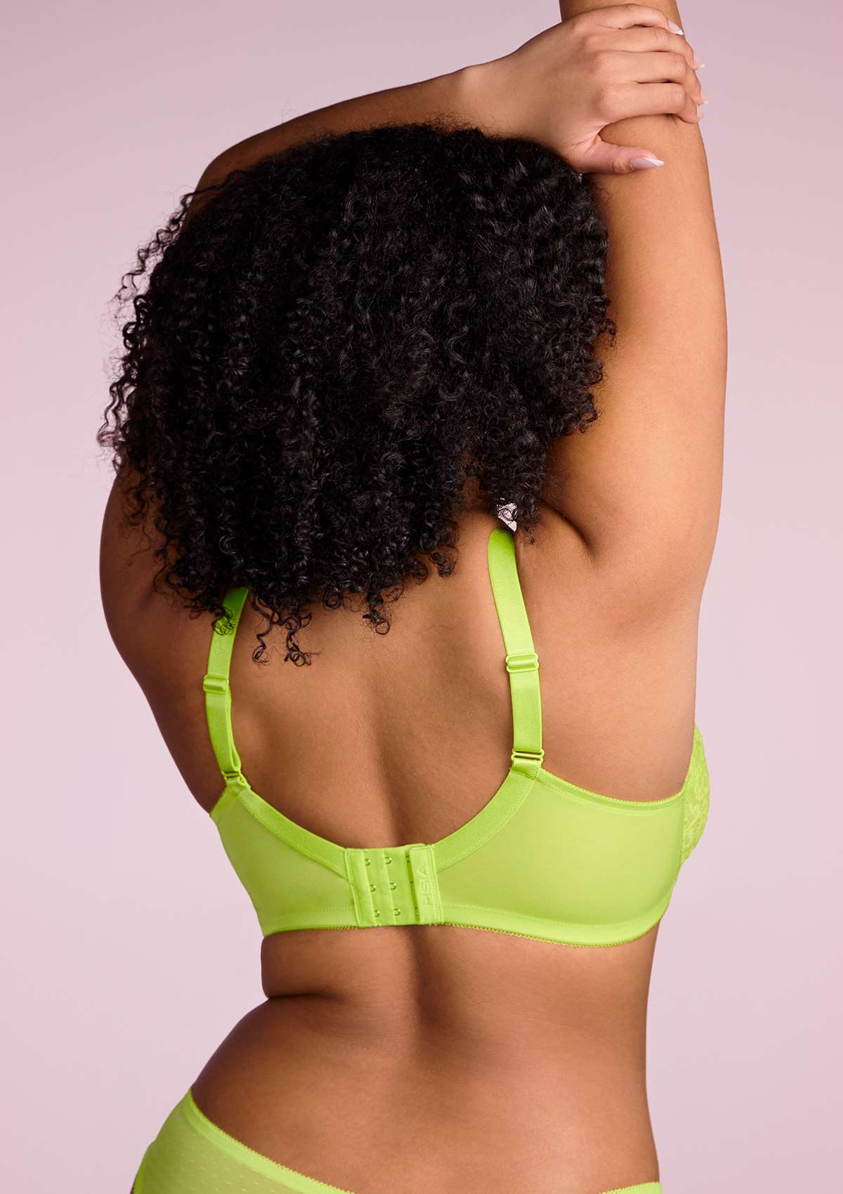 Enchante Unlined Lime Green Lace Underwire Bra Set