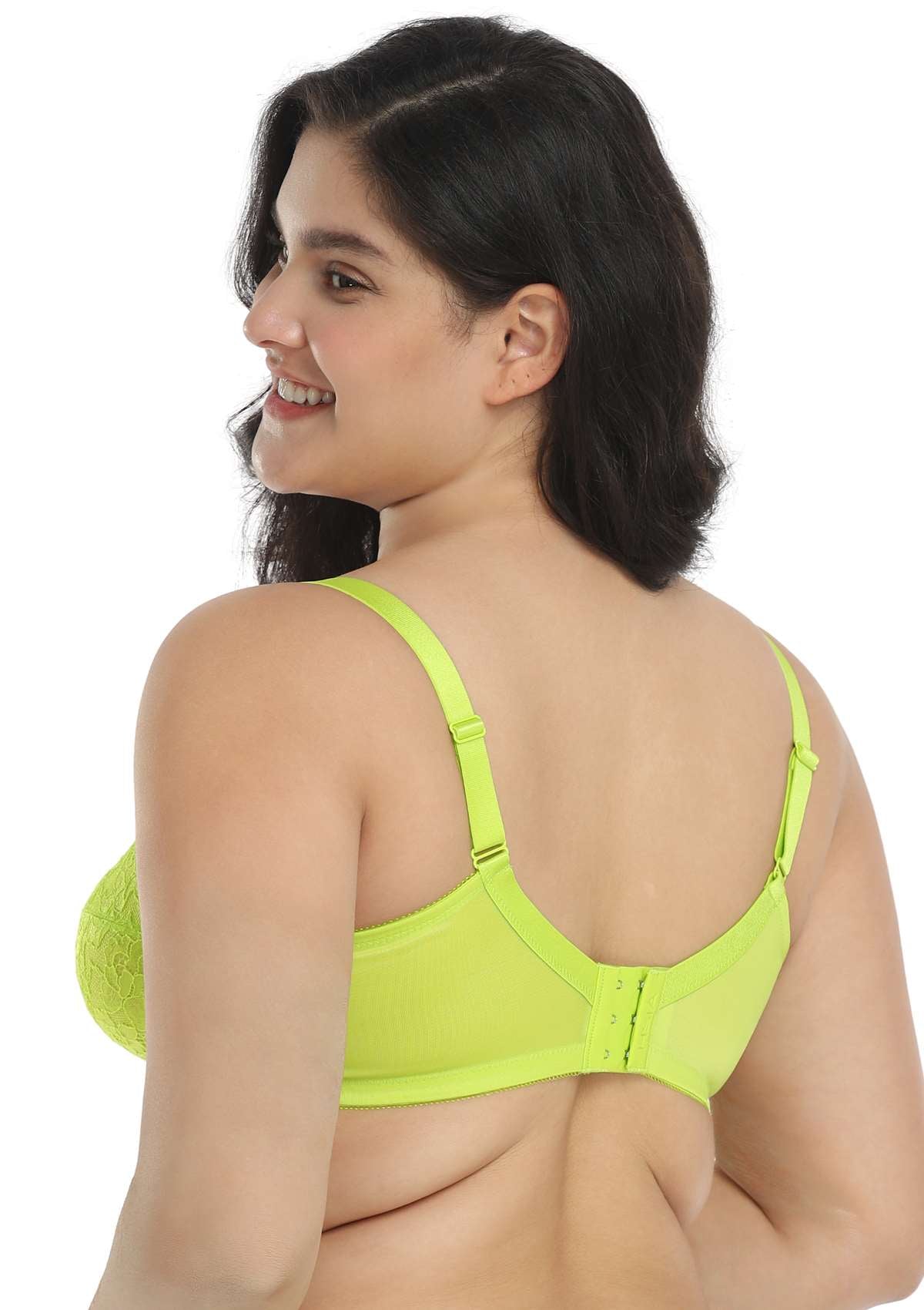 Enchante Unlined Lime Green Lace Underwire Bra Set