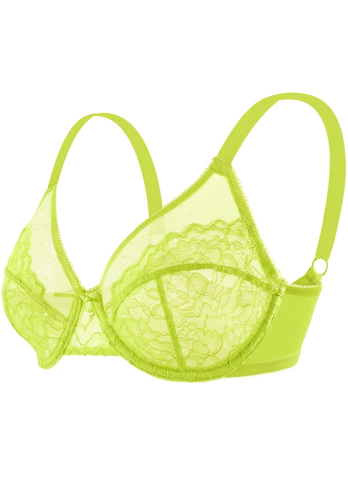 Enchante Unlined Lime Green Lace Underwire Bra Set