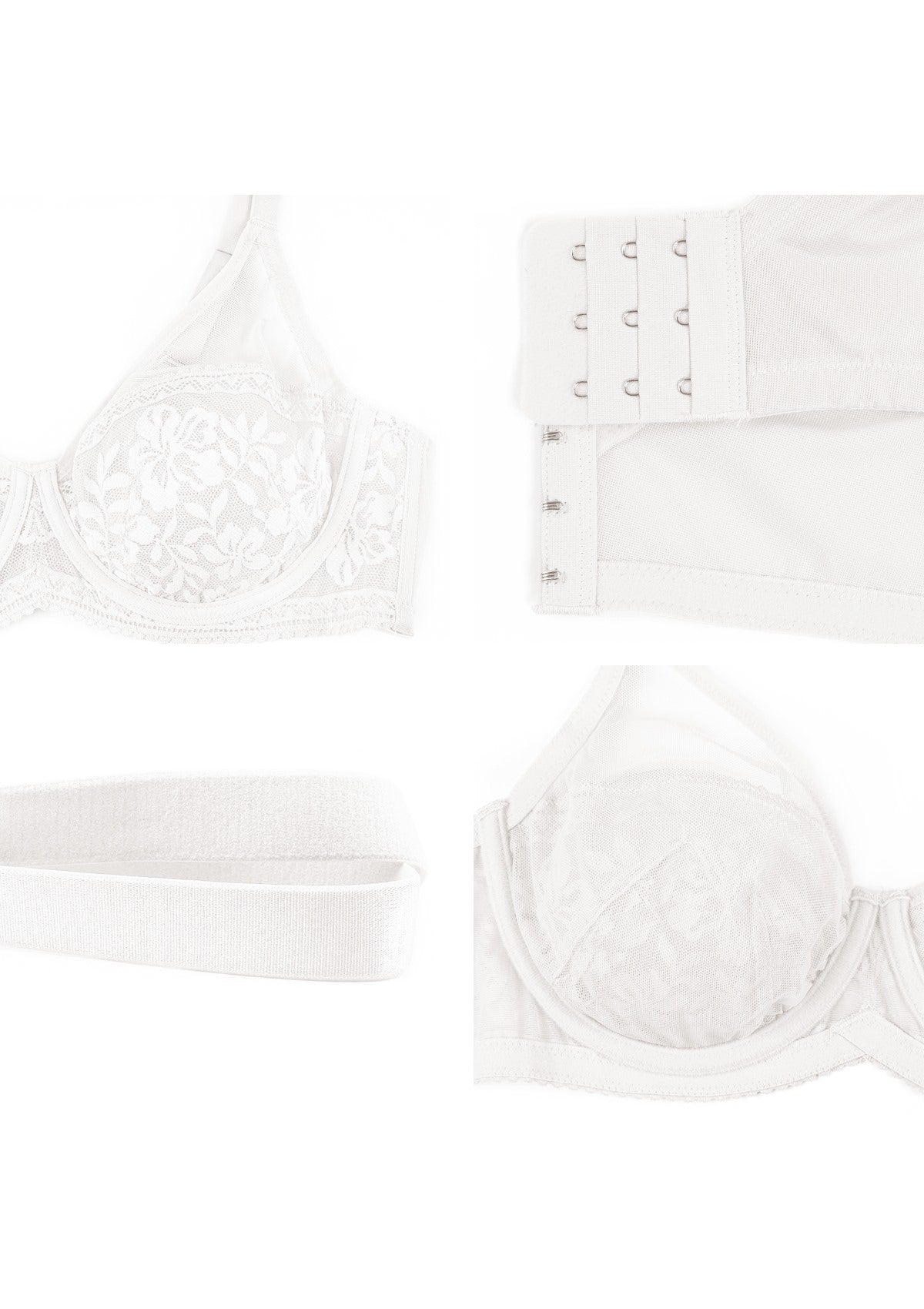 Gladioli White Lace Unlined Underwire Bra Set