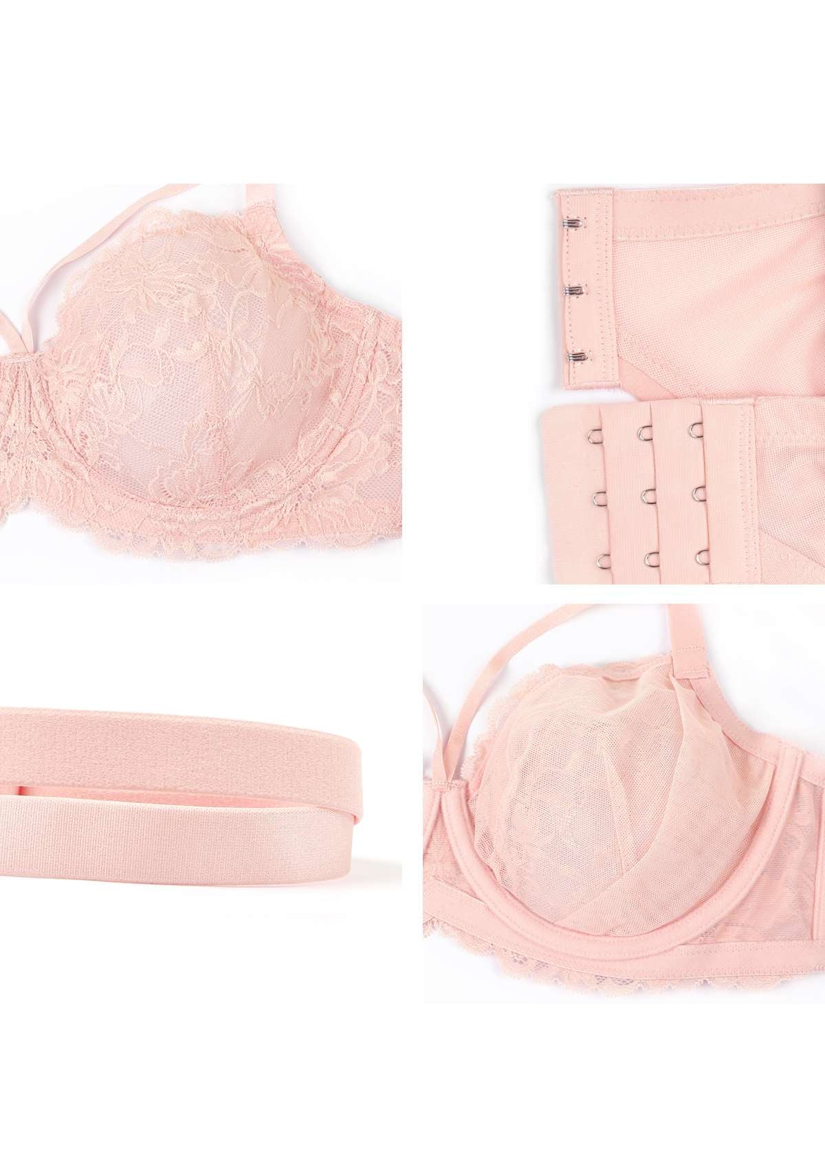 Pretty In Petals Baby Pink Unlined Strappy Lace Bra