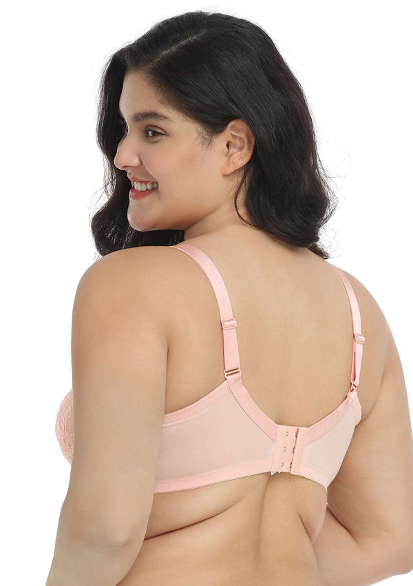 Pretty In Petals Baby Pink Unlined Strappy Lace Bra