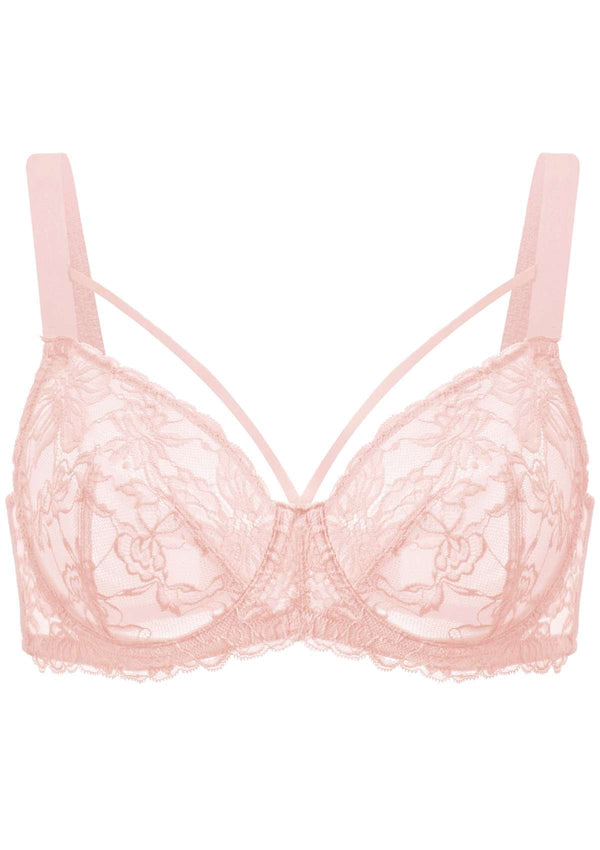 Pretty In Petals Baby Pink Unlined Strappy Lace Bra