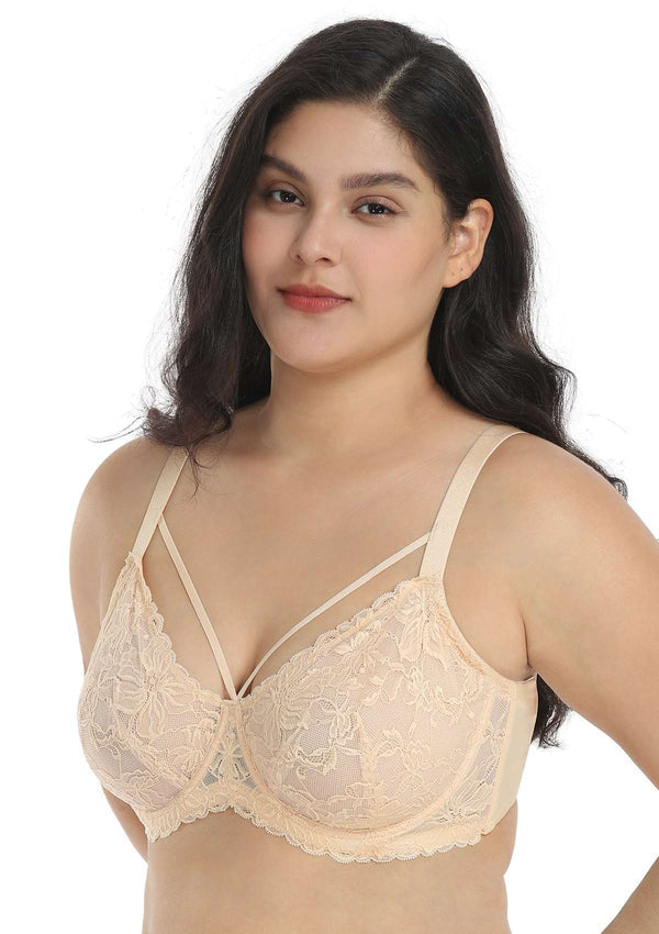 Pretty In Petals Baby Pink Unlined Strappy Lace Bra