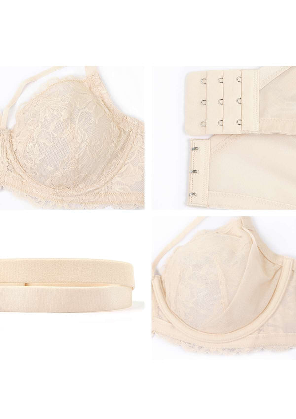 Pretty In Petals Baby Pink Unlined Strappy Lace Bra