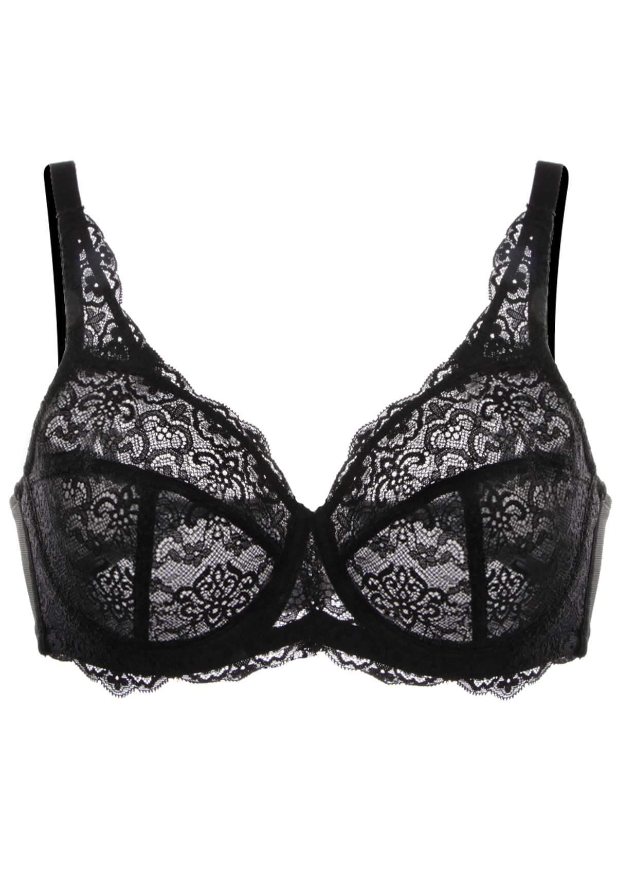 HSIA Black All-Over Floral Lace Bra