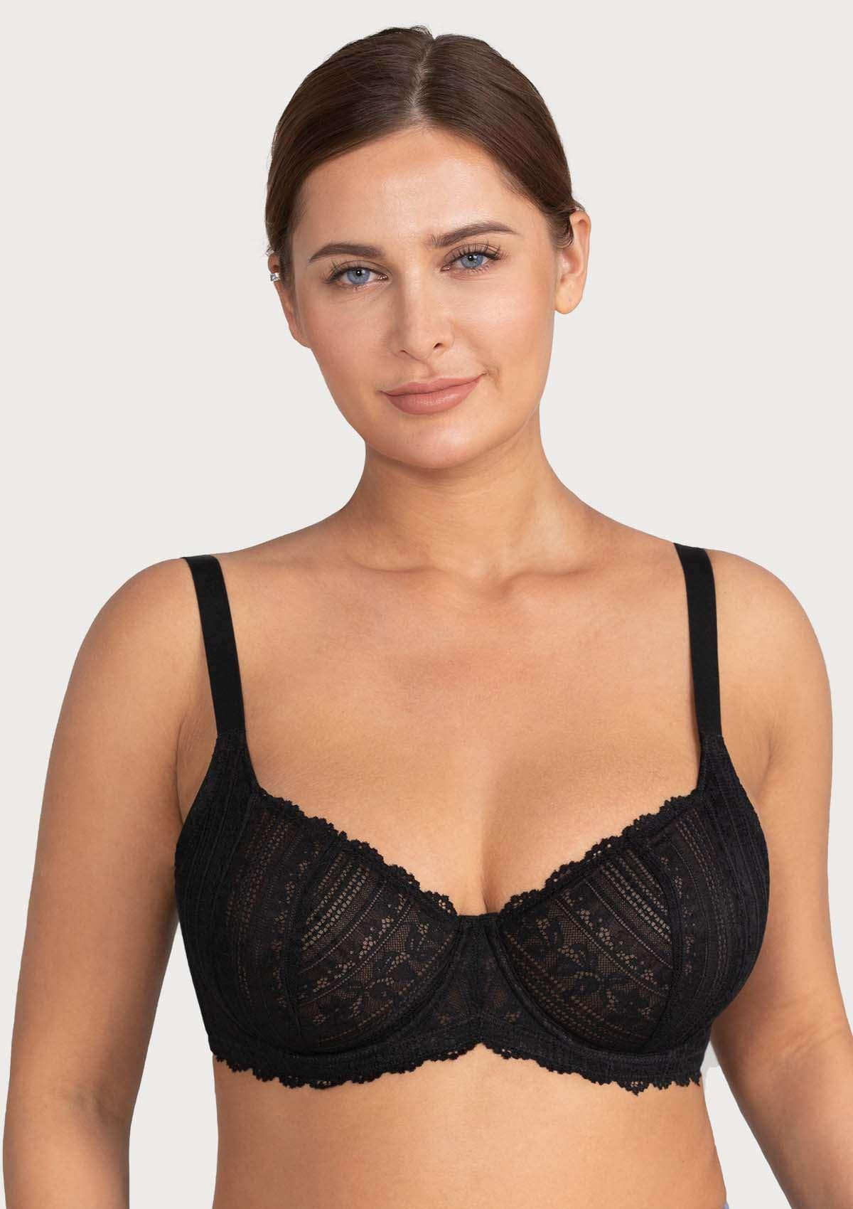 Begonia Black Vertical Lace Minimizer Bra