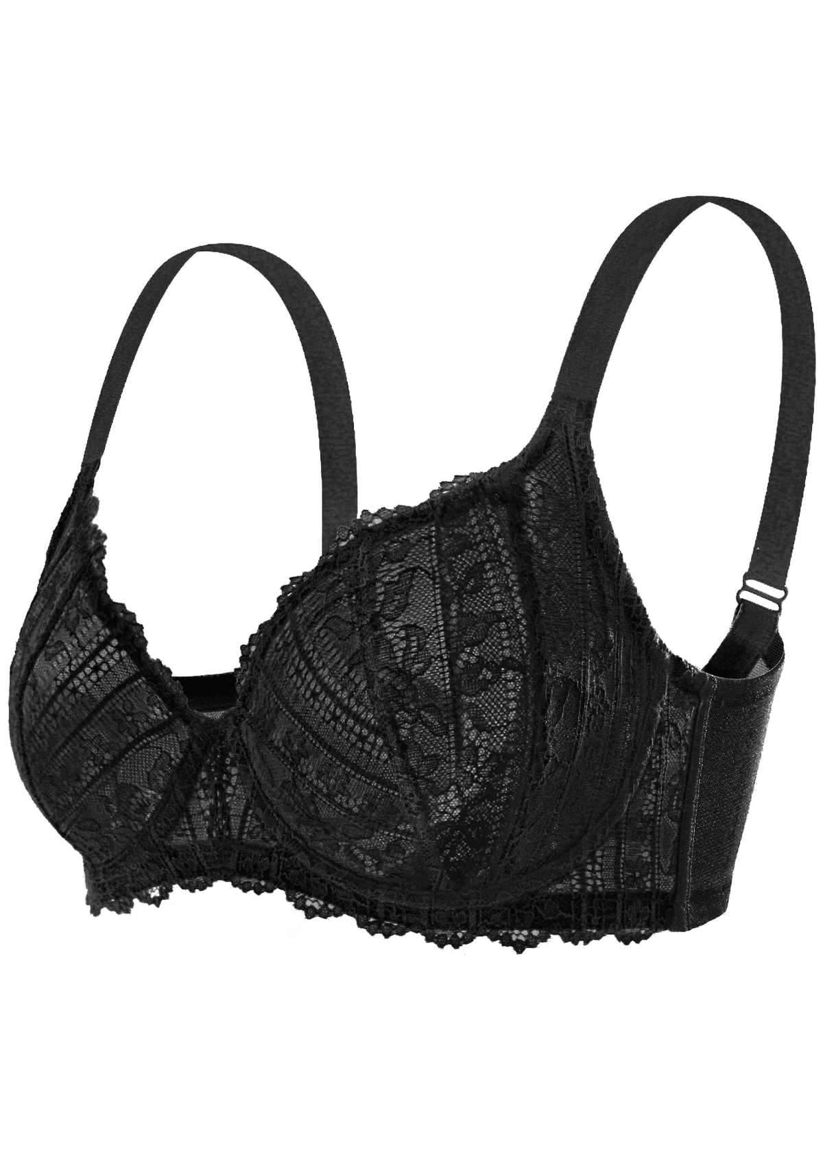 Begonia Black Vertical Lace Minimizer Bra