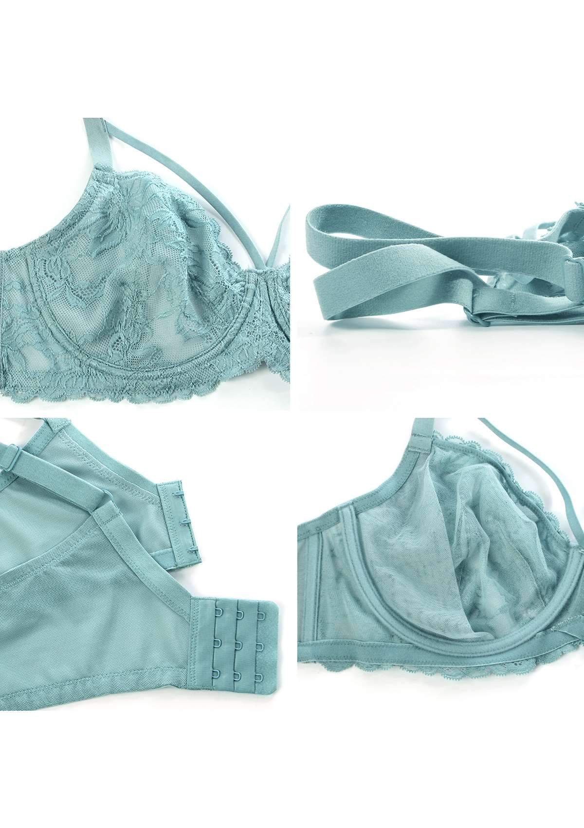 Pretty In Petals Blue Unlined Strappy Lace Bra