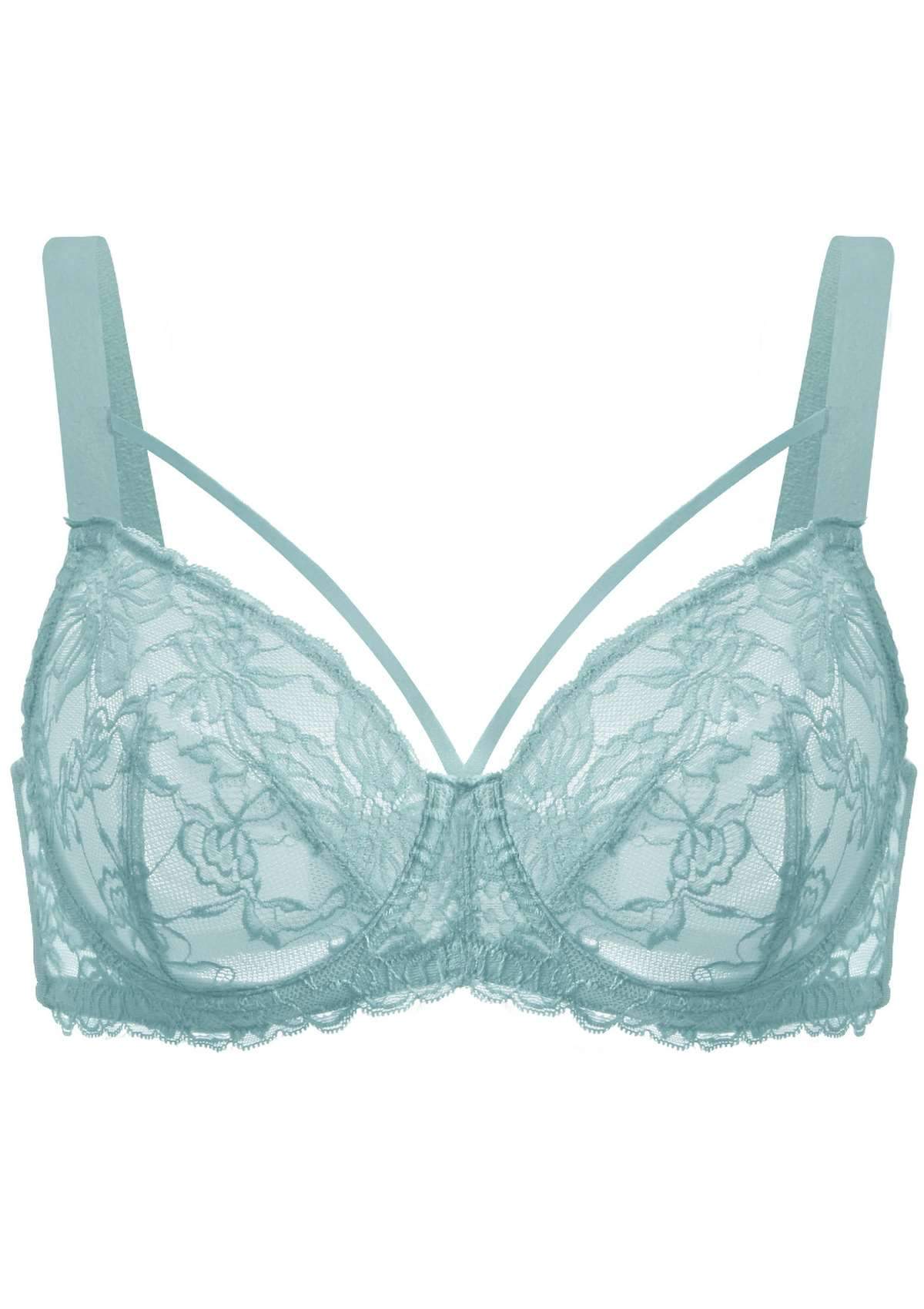 Pretty In Petals Blue Unlined Strappy Lace Bra