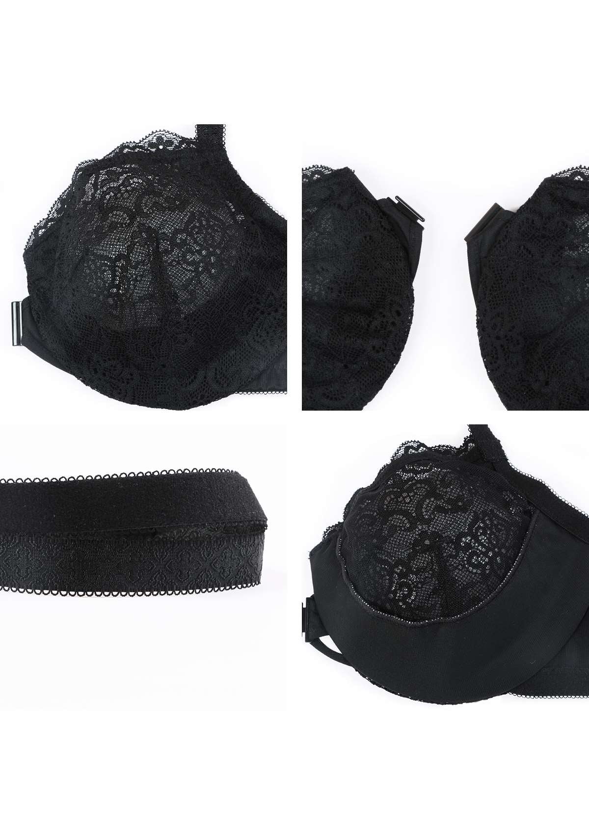 Nymphaea Front-Close Retro Floral Lace Unlined Bra