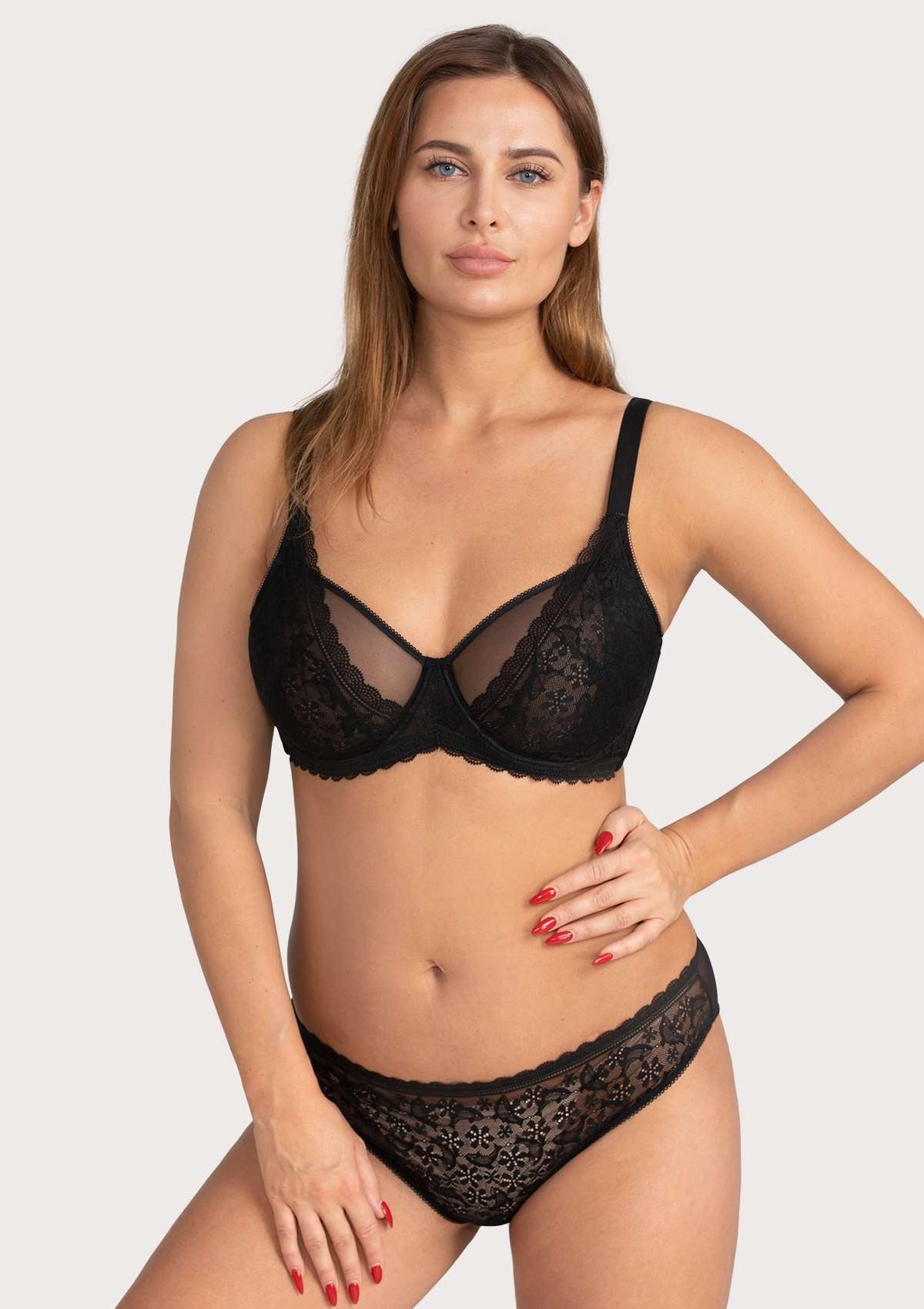 HSIA Lace Dolphin Black Underwire Bra Set