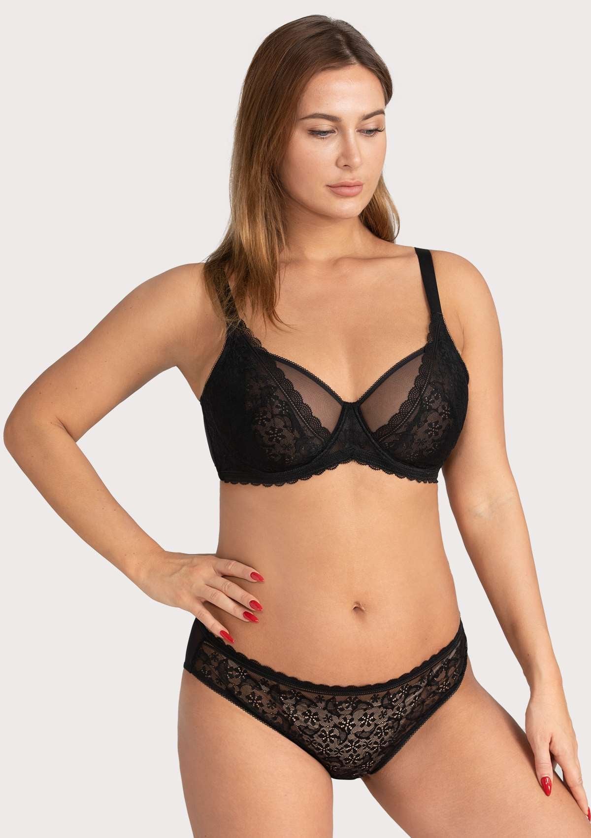 HSIA Lace Dolphin Black Underwire Bra Set