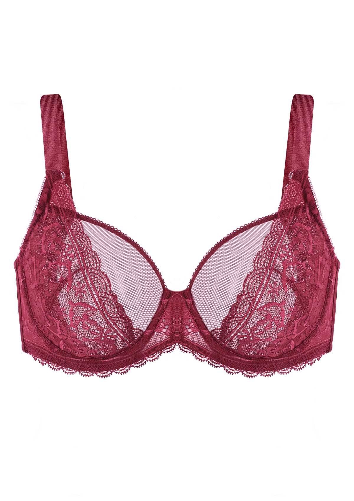 HSIA Lace Dolphin Burgundy Underwire Bra Set