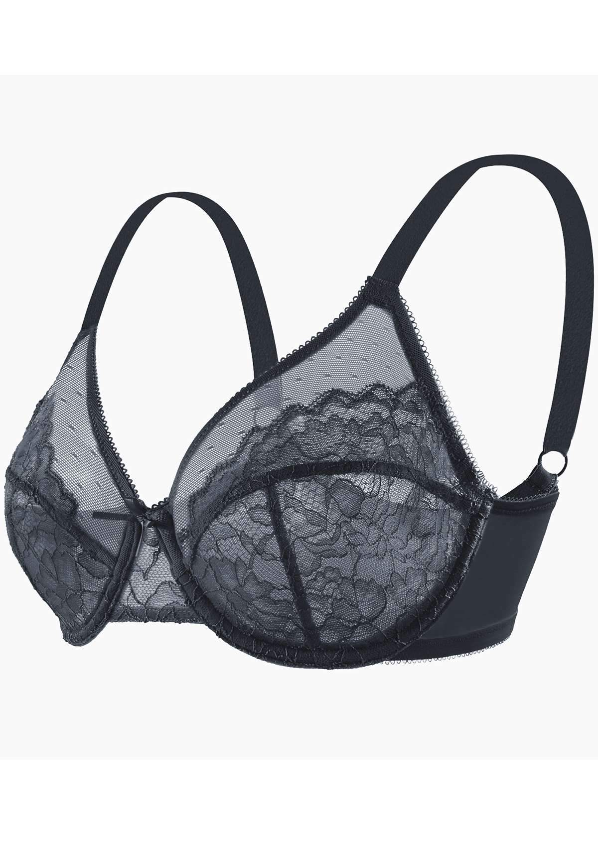 Enchante Lace Dark Gray Underwire Bra Set